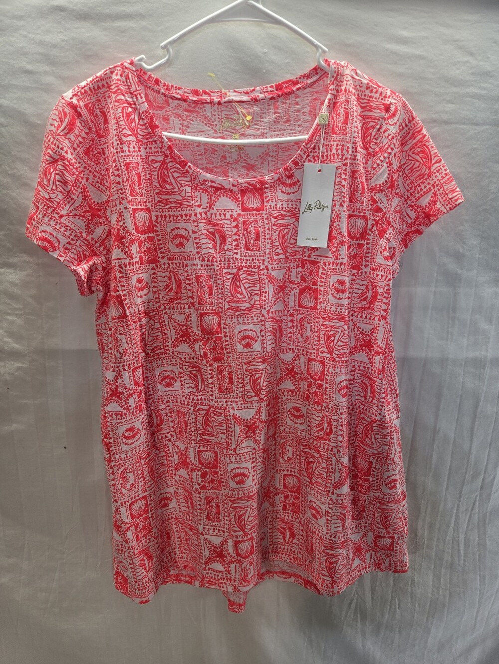 Lilly Pulitzer Etta Top Seaside Harbor Mizner Women's Size Large Shirt New Tags